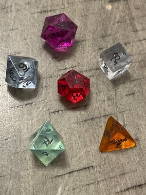 Early vintage Gamescience set colorful gem rpg ad&d dice 092023@