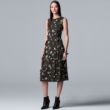 Simply Vera Vera Wang Black Floral Midi Dress