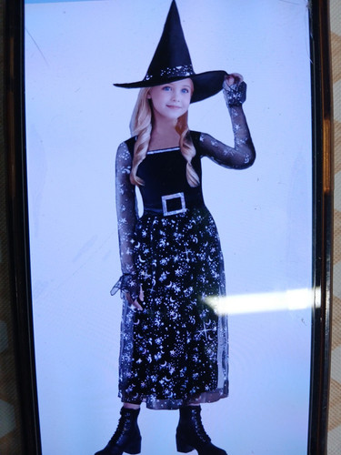 Witch Costume For Girls Black Dress With Hat Party Halloween - Medium