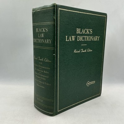 Vintage Black's Law Dictionary With Pronunciations 4th Ed Green HC 1972 USA