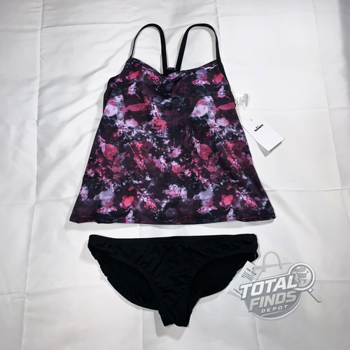 Nike Earth Dye Tankini Set Women’s L Purple Black Racerback 2-Piece New! - Picture 2 of 7