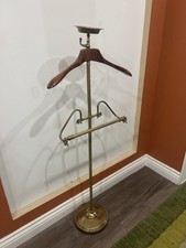 Vintage Wooden Valet Stand Butler Chair Clothes Organizer Rack on Casters