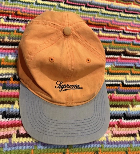 Chapeau orange ajusté vintage logo Supreme Script homme taille S décoloré porté
