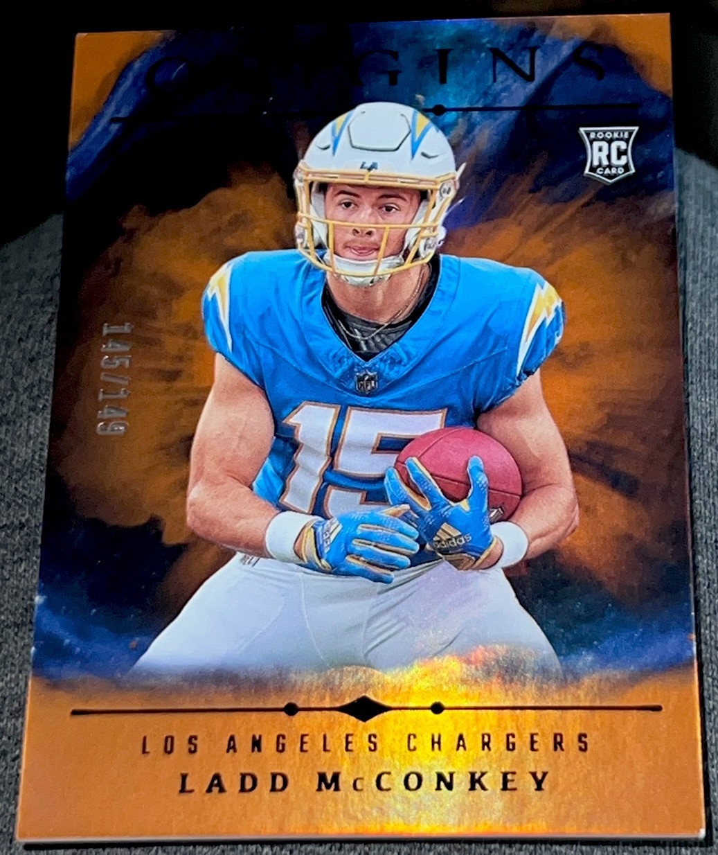2024 Panini Origins Ladd McConkey Rookie Holo Orange RC #139 #’D /149! Chargers!