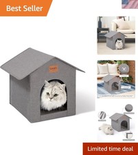 Durable Outdoor Cat Shelter - Insulated, Waterproof, Easy Assembly Grey Design