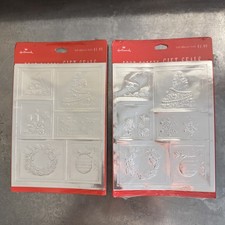NIP LOT OF TWO 2 VINTAGE SILVER FOIL STICKERS- CHRISTMAS HALLMARK