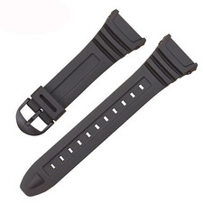 18mm Replacement Watch Band fits or compatible with Casio W-96H, Black Resin