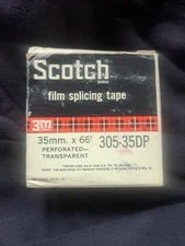 3M-SCOTCH #307-35DP FILM SPLICING-TAPE 66' ROLL, WHITE-PERFORATED, NEW-OLD-STOCK