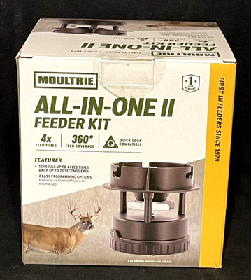 Moultrie All-in-One II Deer Feeder Kit Quicklock Adapter Fits Most 4x Feed Time