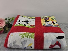 Vintage Baby Quilt With Bow Wow Buddies Colourful Flannel Fabric With Dog Design