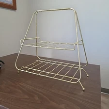Vintage Metal Mid Century Magazine Rack Shelf Catchall Plant Stand