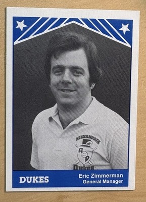 Eric Zimmerman 1983 Alexandra Dukes TCMA General Manager Card