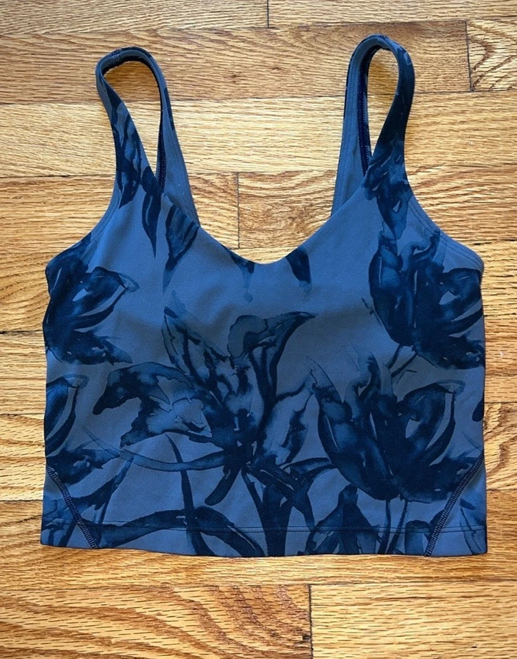 Camiseta sin mangas Lululemon Align recortada botánica floración ancla multi negra gris - talla 2 Foto 3 de 4