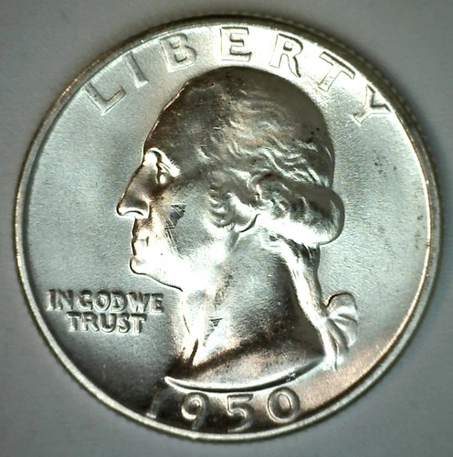 1950 BU Washington Quarter Uncirculated Silver 25c Coin Twenty Five Cents