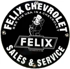 VINTAGE CHEVROLET PORCELAIN SIGN GENERAL MOTORS DEALERSHIP GAS OIL FORD FELIX