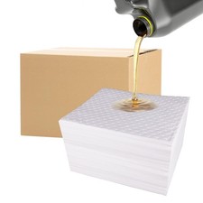 Absorbent Oil Spill Mats, Heavyweight 3.5mm Polypropylene, 50 Pack, 15" x 19"