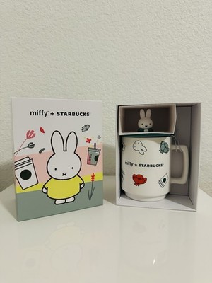 2026 Starbucks Miffy Ceramic Mug 14oz Figure with Silicone Miffy Topper - New