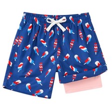 Kid Swim Trunks Size 6 7 4 of July Little Boys Board Shorts 6T 7T Bathing Sui...