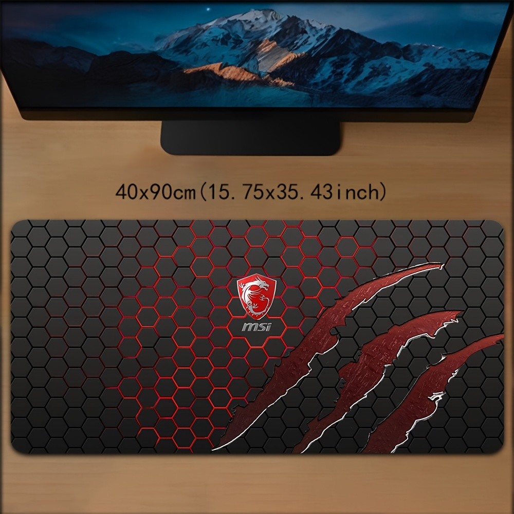 40*90cm MSI Logo & Tribal Pattern Large Gaming Mouse Pad - Non-Slip Rubber Base,