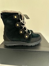 Sorel Women’s Explorer Joan Waterproof Boots Black/ Dark Stone Size 4/37 NEW