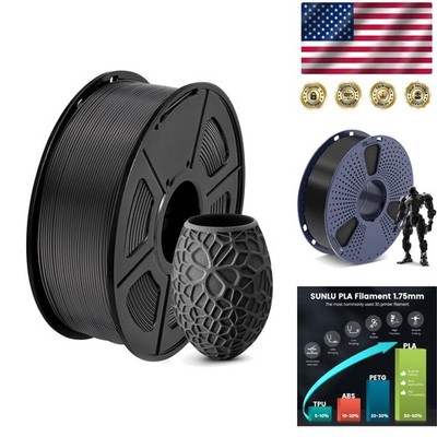 High-Quality 1.75mm PLA Filament - Neatly Wound Black 1kg for FDM Printers
