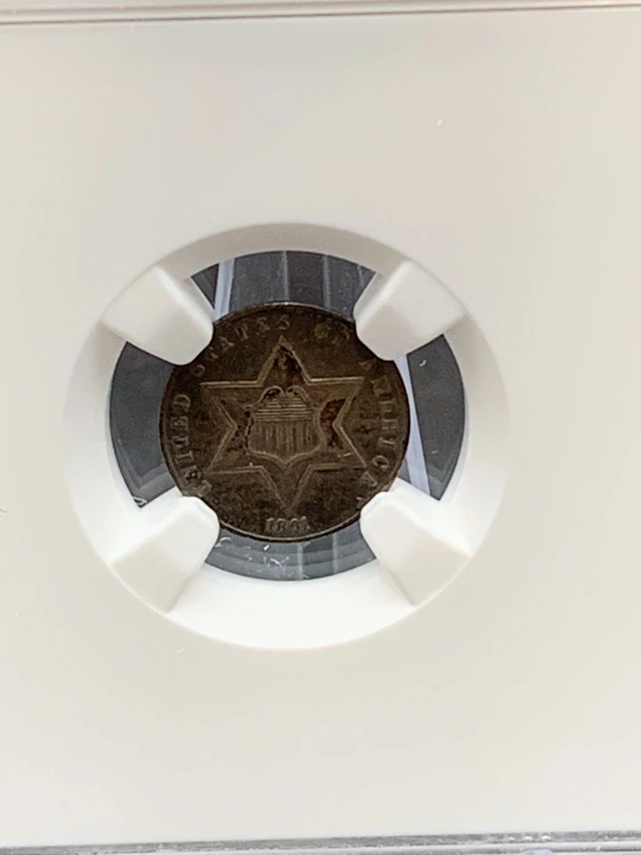 1861 Three Cent Silver Piece 3CS NGC XF DETAILS - CLEANED (C8) - Image 2 of 4