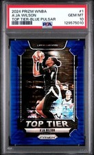 2024 PANINI PRIZM WNBA A'JA WILSON #1 TOP TIER-BLUE PULSAR 159/199 PSA 10