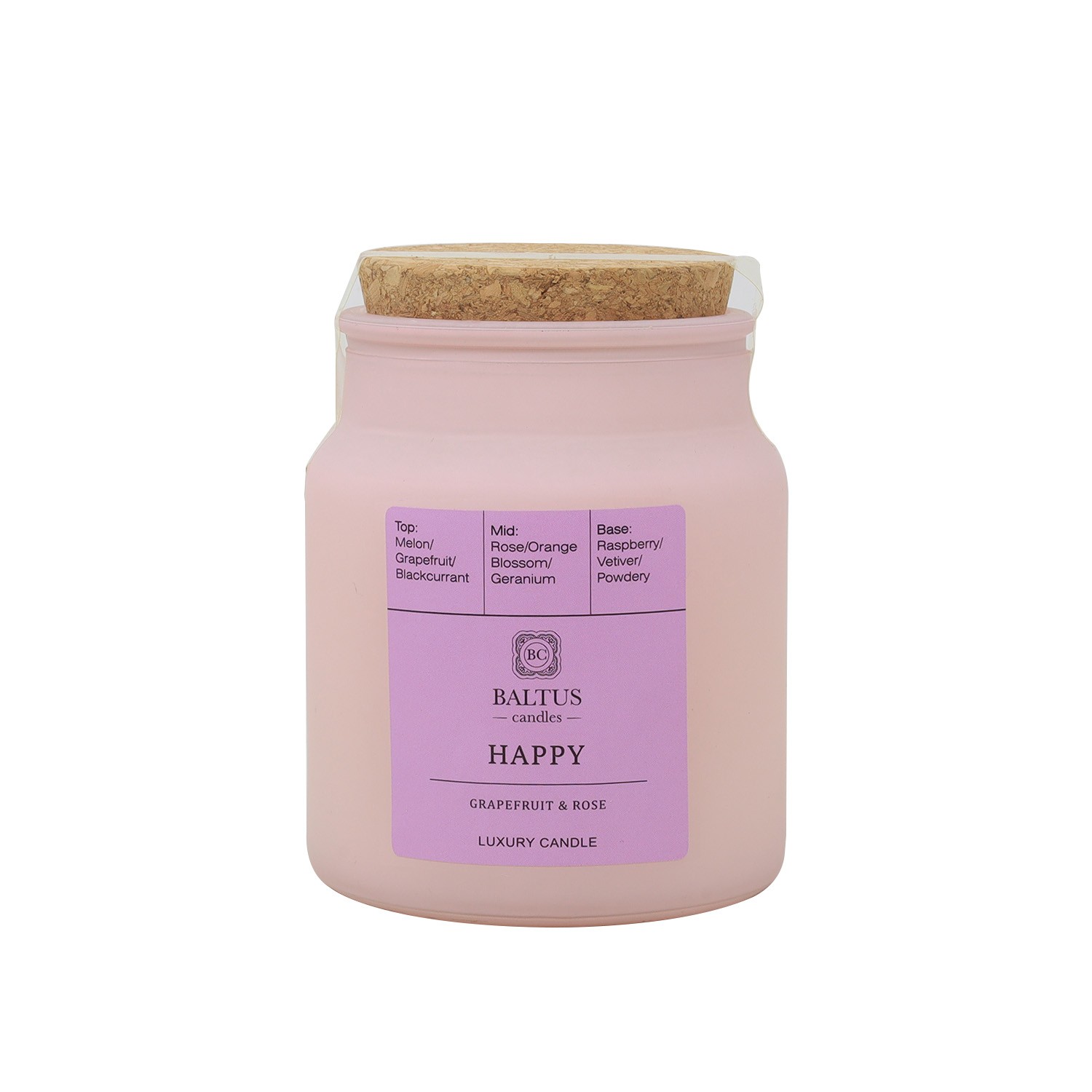 Scented Candle 152g Apothecary Jar HAPPY Grapefruit Rose Aroma Air Freshener