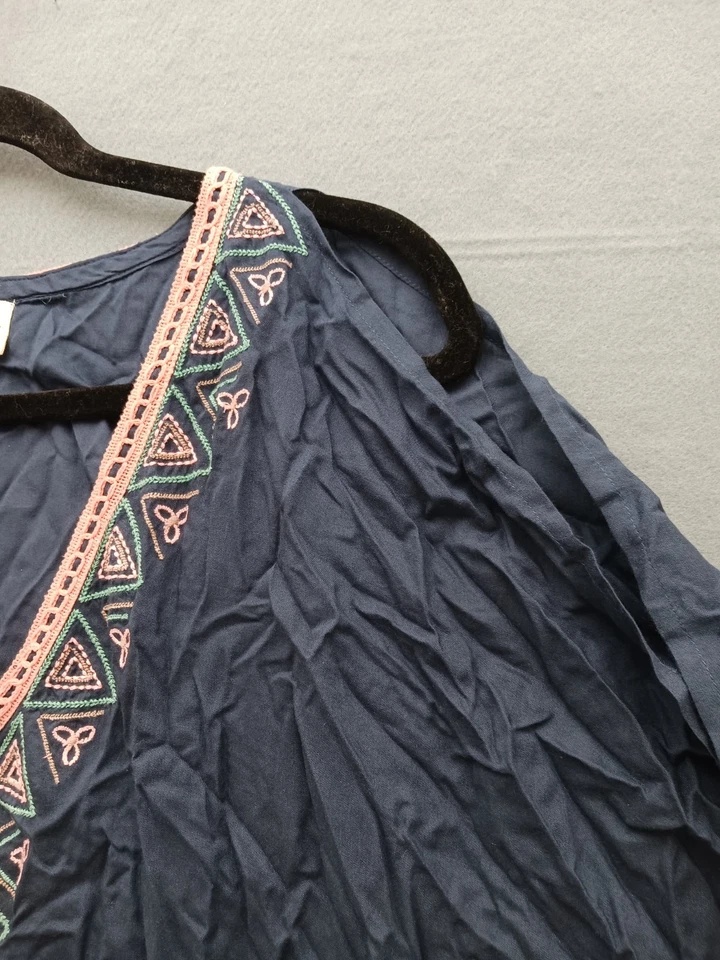 O'Neill Women Beach Cover-Up Size S Navy Geometric Embroidered Tunic - Image 3 of 4