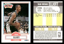 Sean Elliott Rookie 1990-91 Fleer #171 RC San Antonio Spurs NBA Basketball Card. rookie card picture
