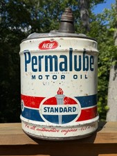 Vintage Standard Oil Permalube 5 Five Gallon Metal Can Empty Free Ship
