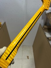 AAA Yellow Gloss Flame Maple Big head Electric Guitar neck 22 Frets dots Inlay