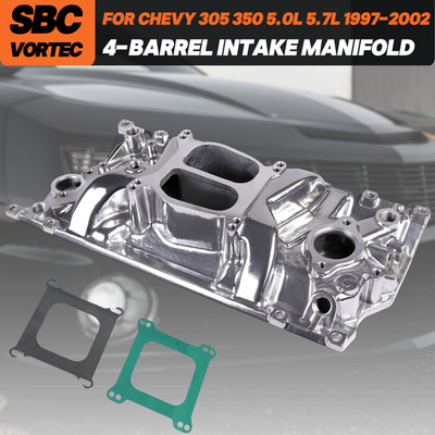 Polished Aluminum Dual Plane Intake Manifold For SBC Chevy Vortec 350 1996-up