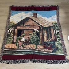 Terrapin Station Vintage Grateful Dead Turtle Woven Throw Blanket 1990s Tapestry