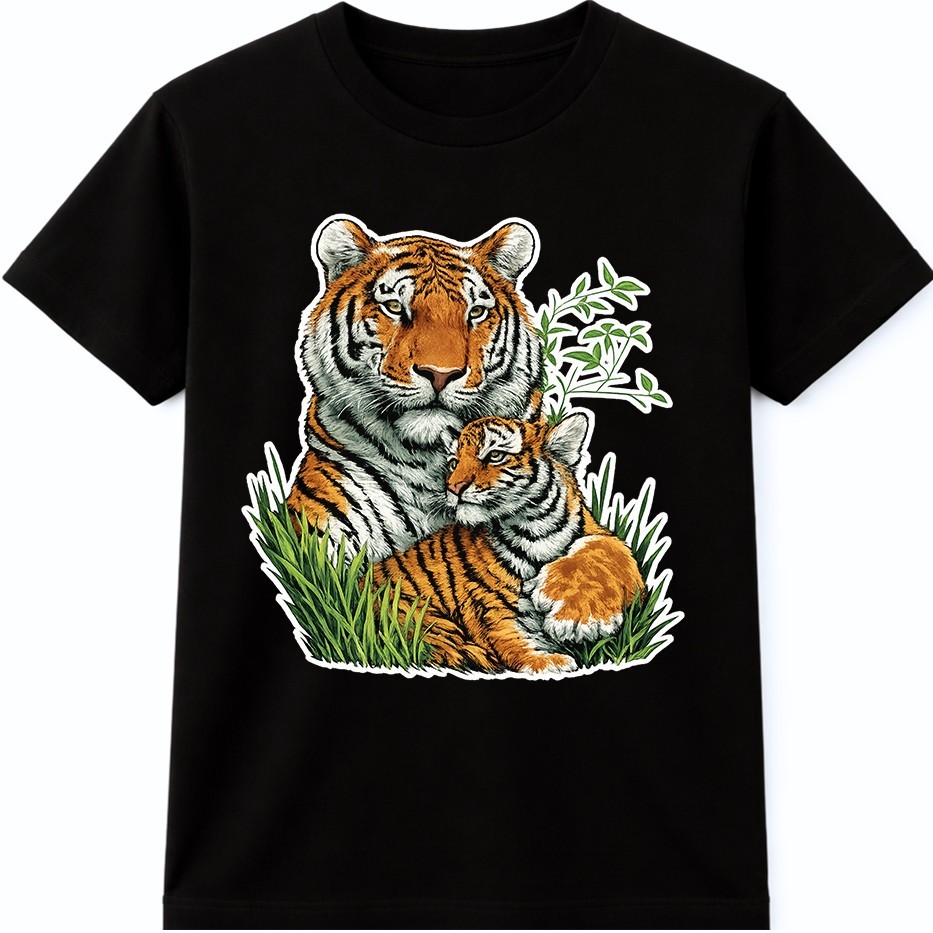 Tiger And Cub T Shirt Wildlife Big Cat Nature Animal Lover Graphic Tee
