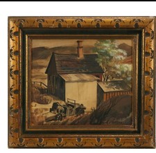 Original Framed Watercolor Henry Martin Gasser Country Landscape