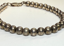 MOD Sterling Silver 925 Ball Beaded Bracelet Sz 6.5, 5.43 grams, 5mm