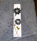 Handcrafted Painted Wooden Wall Hanging Plaque, 3D Metal Flower Decor, White — photo 1