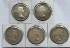 1958 & 1963 Canada Silver Dollars (5 Coin Lot) – 1-VF, 2-XF, 2–AU – 80% Silver