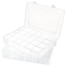2 Pcs Large 24 Grids Plastic Organizer Box Grids Plastic Organizer Box for ...