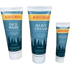 Burts Bees Men Grooming Essentials Kit Cooling Face Wash Shave Cream Moisturizer