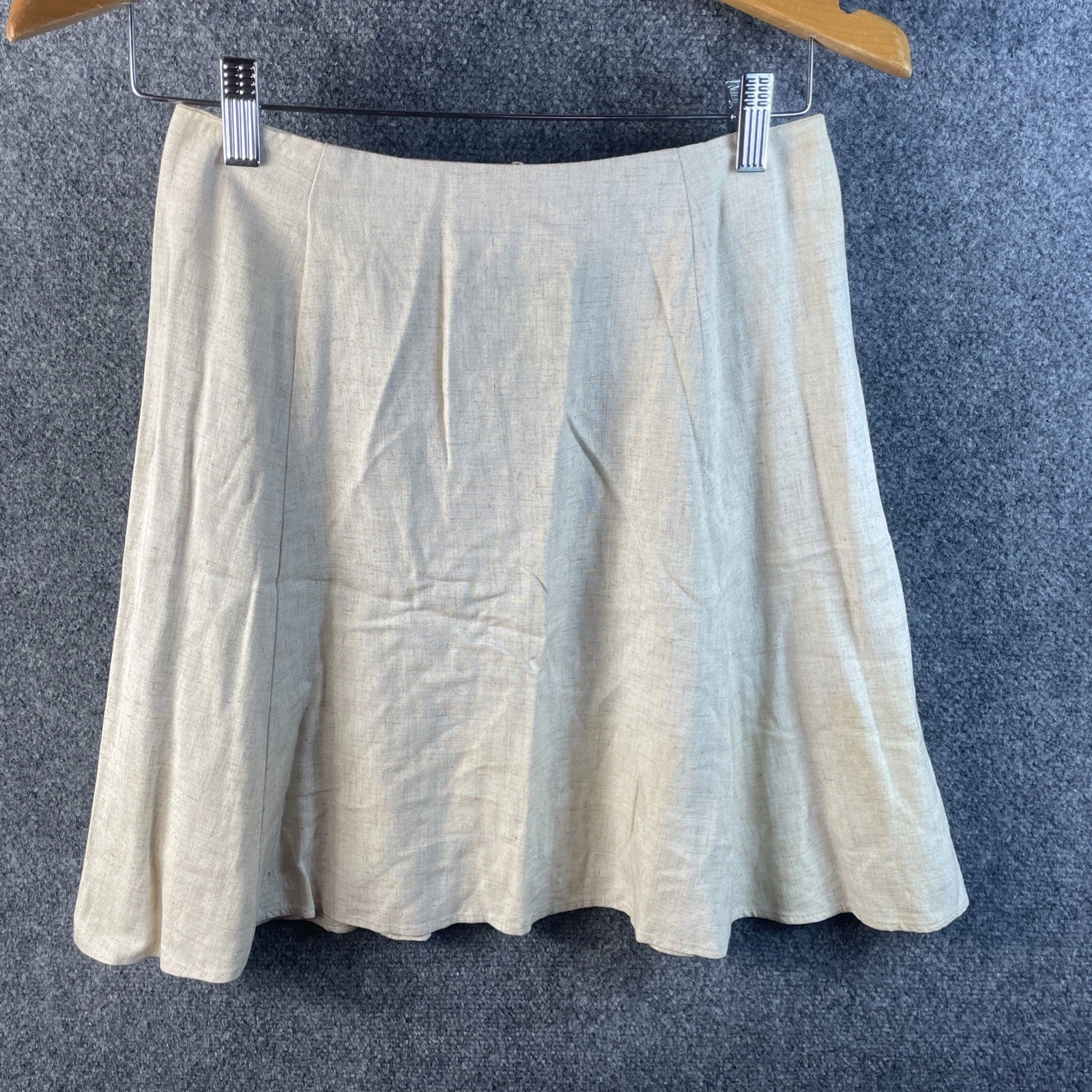 VTG DS Woman's Skirt Sz 2 Ivory Linen Blend Fit & Flare A Line Rayon