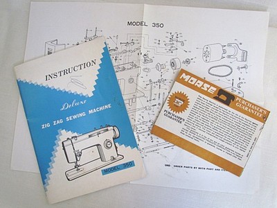 Vintage 1960's DeLuxe  Zig-Zag Sewing Machine Model 350 Manual, Schematics +