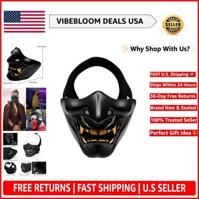 Hannya Oni Half Face Mask   Perfect for Airsoft Events and Halloween Costumes
