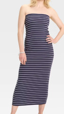 NEW A New Day Women's Knit Tube Top Dress Navy Striped Size Large