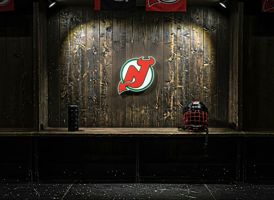 Arte retro de letrero de pared verde de los demonios de Nueva Jersey -- Cueva del hombre de los demonios de Nueva Jersey Foto 2 de 3