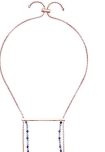 πππMIMCO Trance Necklace Mist Blue beaded & Rose Gold + MIMCO dust bag - Picture 6 of 8