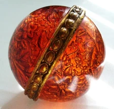 4.25"~SPHERE~Decorative~EMBOSSED~Ball~SEE-THRUE~Plastic~AMBER~Vinyl~TRANSPARENT