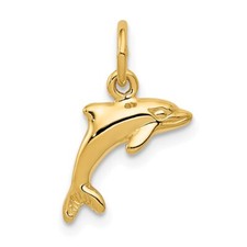 14k Yellow Gold Dolphin Pendant Gift for Mother