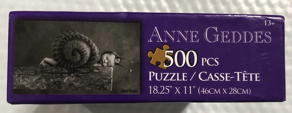 Rompecabezas ANNE GEDDES 500 piezas caracol bebé blanco y negro insecto guardería Foto 2 de 2